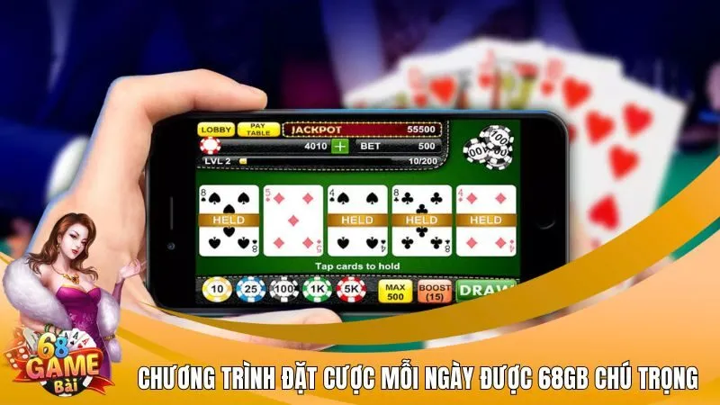Chương trình đặt cược mỗi ngày được 68GB chú trọng