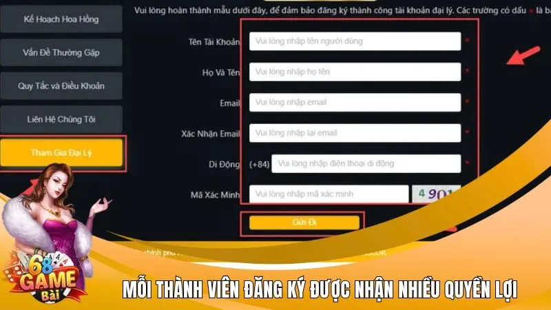 Mỗi thành viên đăng ký được nhận nhiều quyền lợi